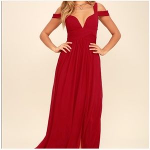 Ocean of Elegance Wine Red Maxi Dress